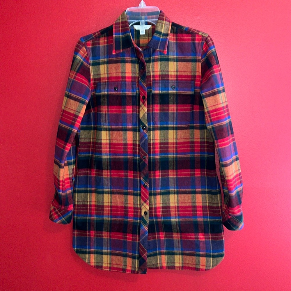 L.L. Bean Signature Long Flannel Plaid Tunic